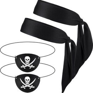 4 Pcs Pirate Accessories Halloween Pirate Headband Costume Party Supplies Head S